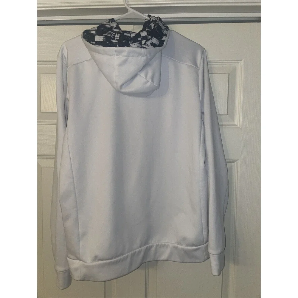 Nike‎ Therma Fit White Hoodie Black White Check Trim Sweatshirt Medium Unisex